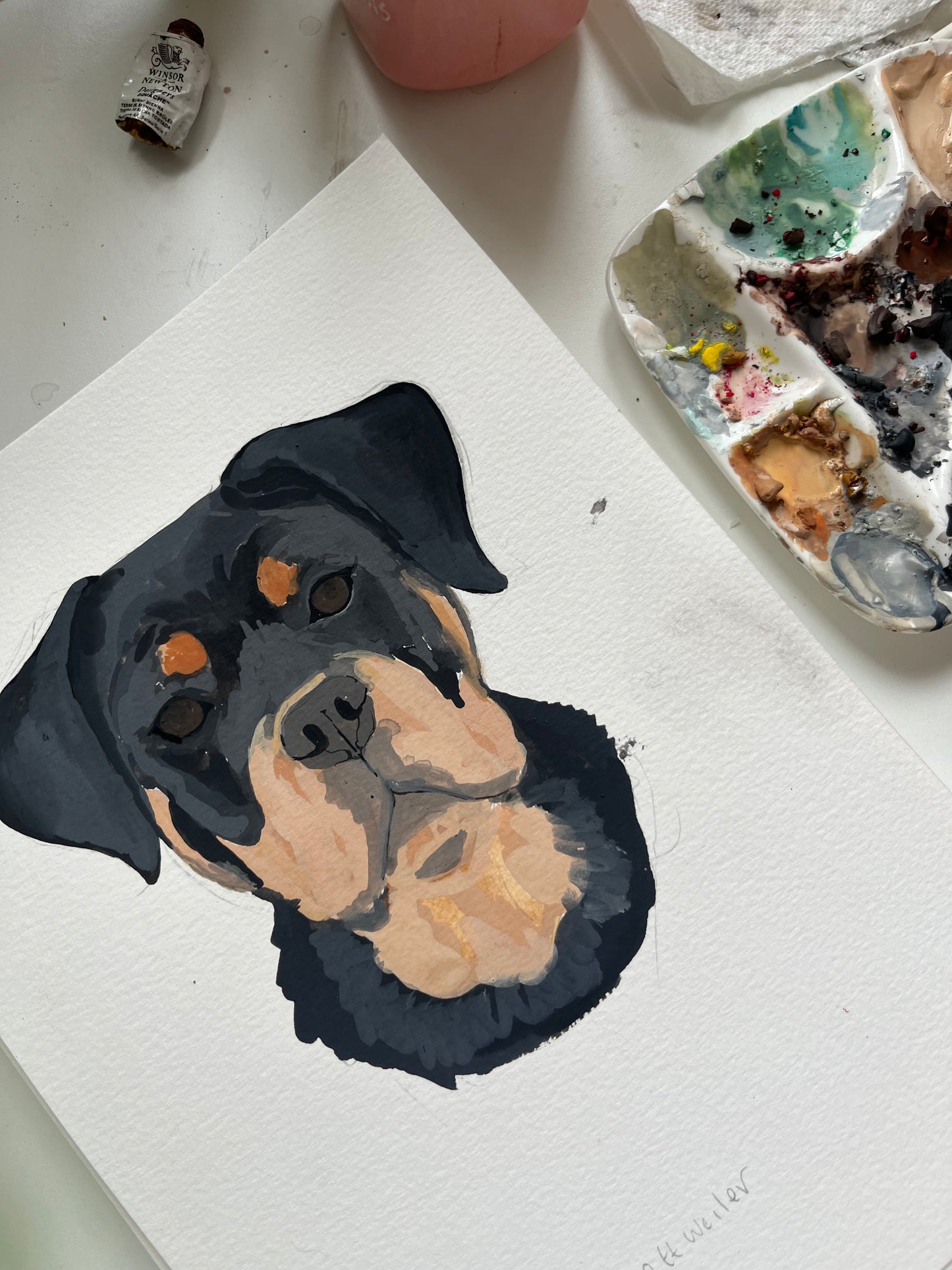ORIGINAL ROTTWEILER PAINTING